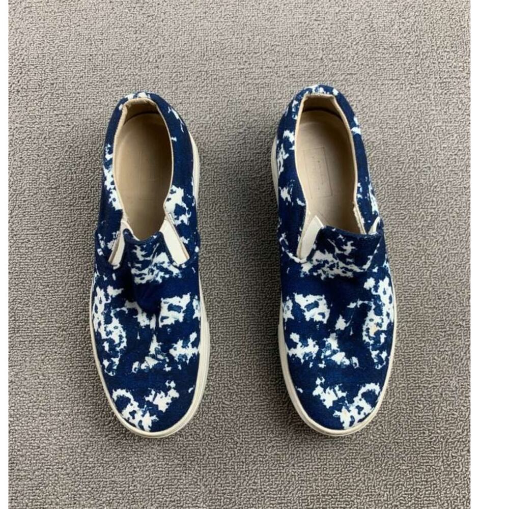 Saturdays NYC Vass Ash Slip On Sneakers Men 10 Blue Print Tie‎ Die Low Top